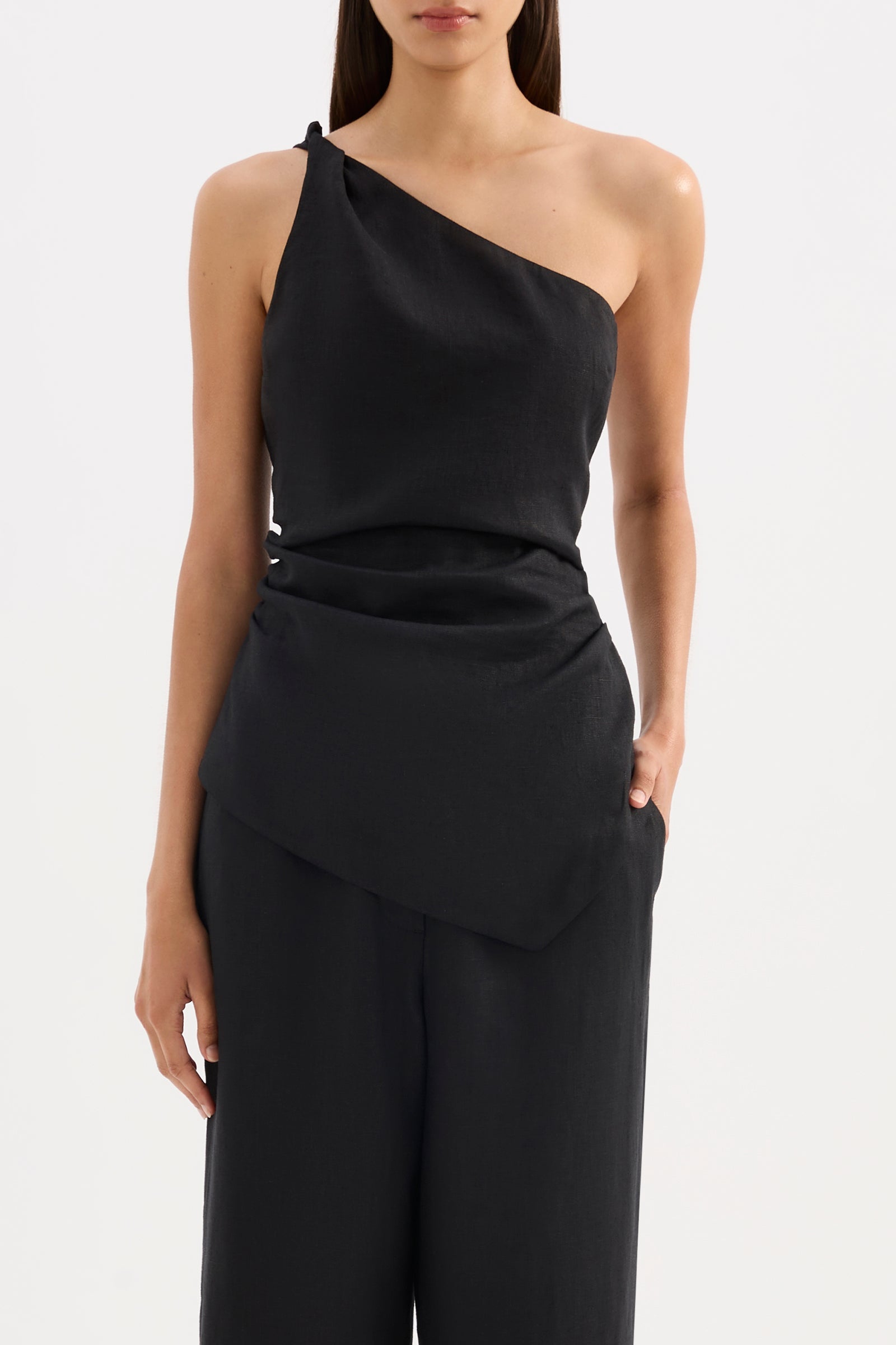 Lotta Linen Top Black 