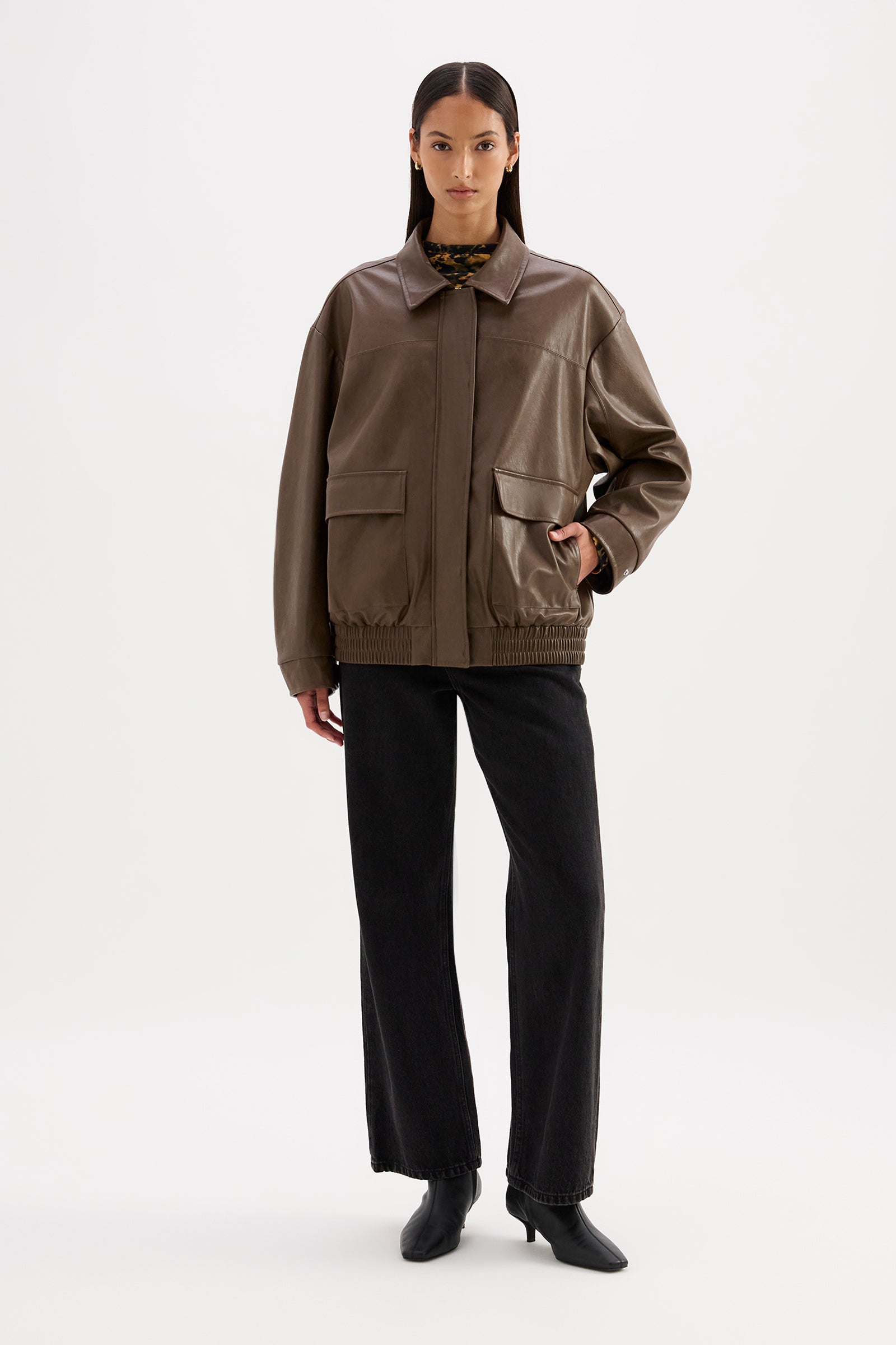 Lyla Vegan Leather Jacket Umber 