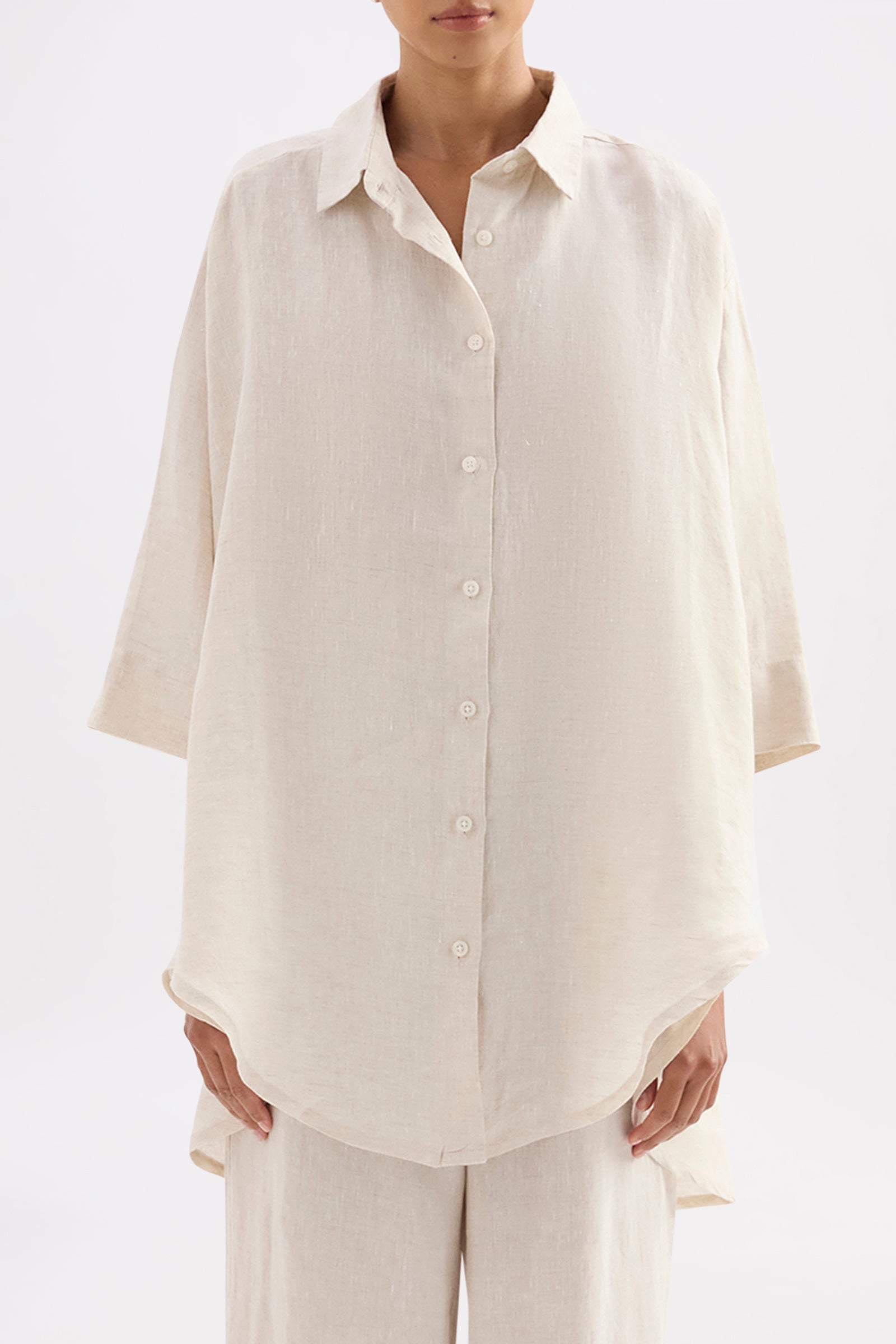 Lounge Linen Longline Shirt Natural 
