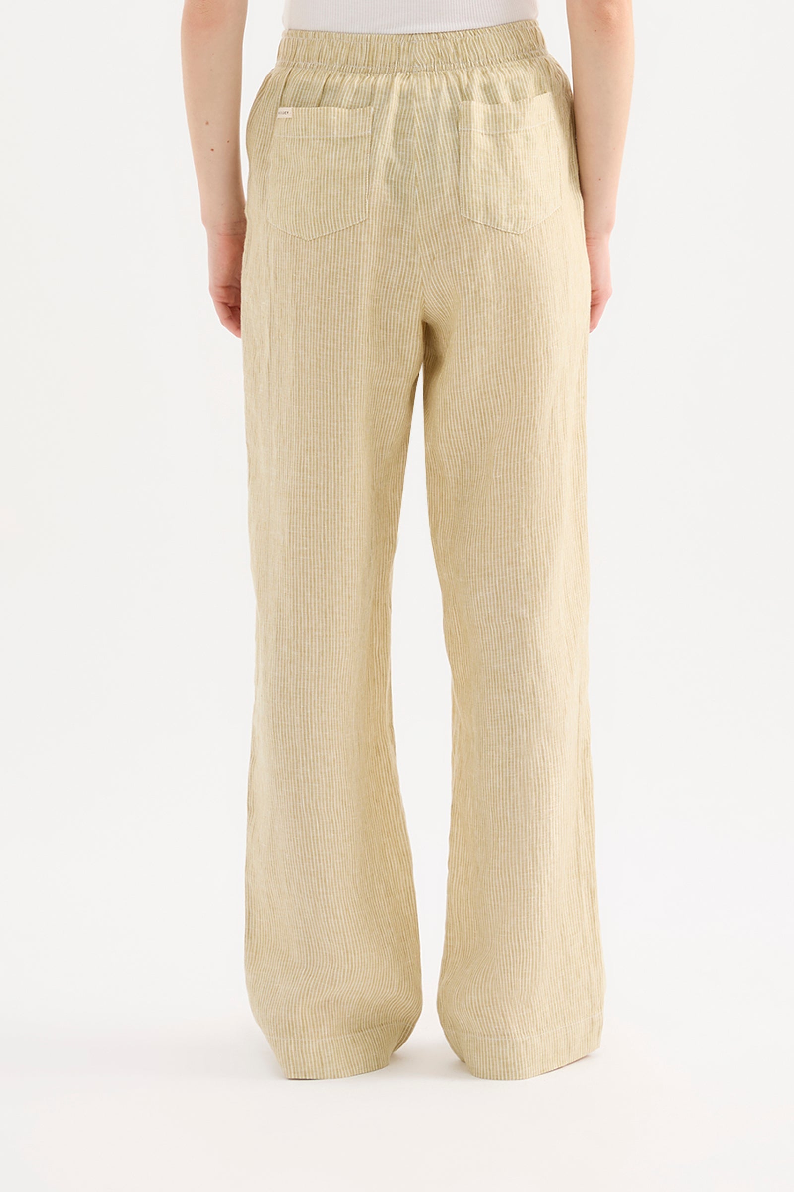 Lounge Stripe Linen Pant Moss Stripe 