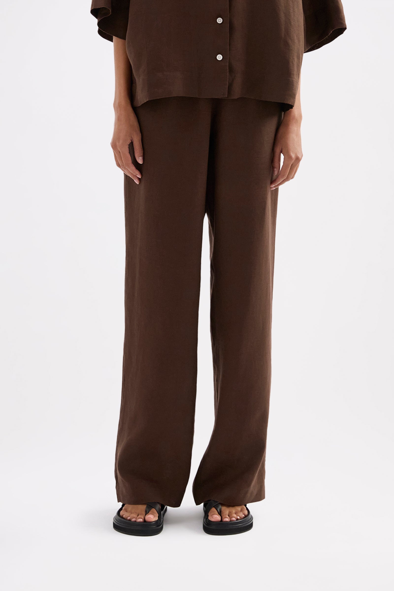 Lounge Linen Pant Chocolate 