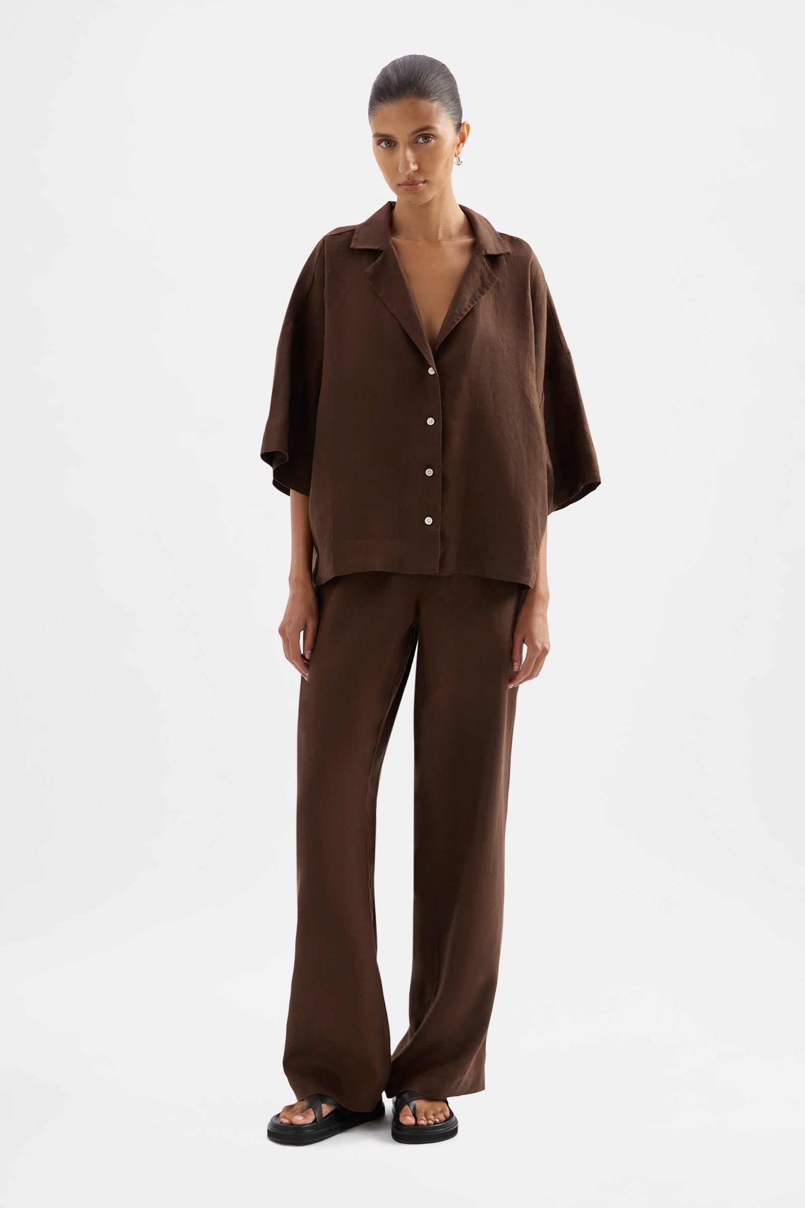 Lounge Linen Pant Chocolate 