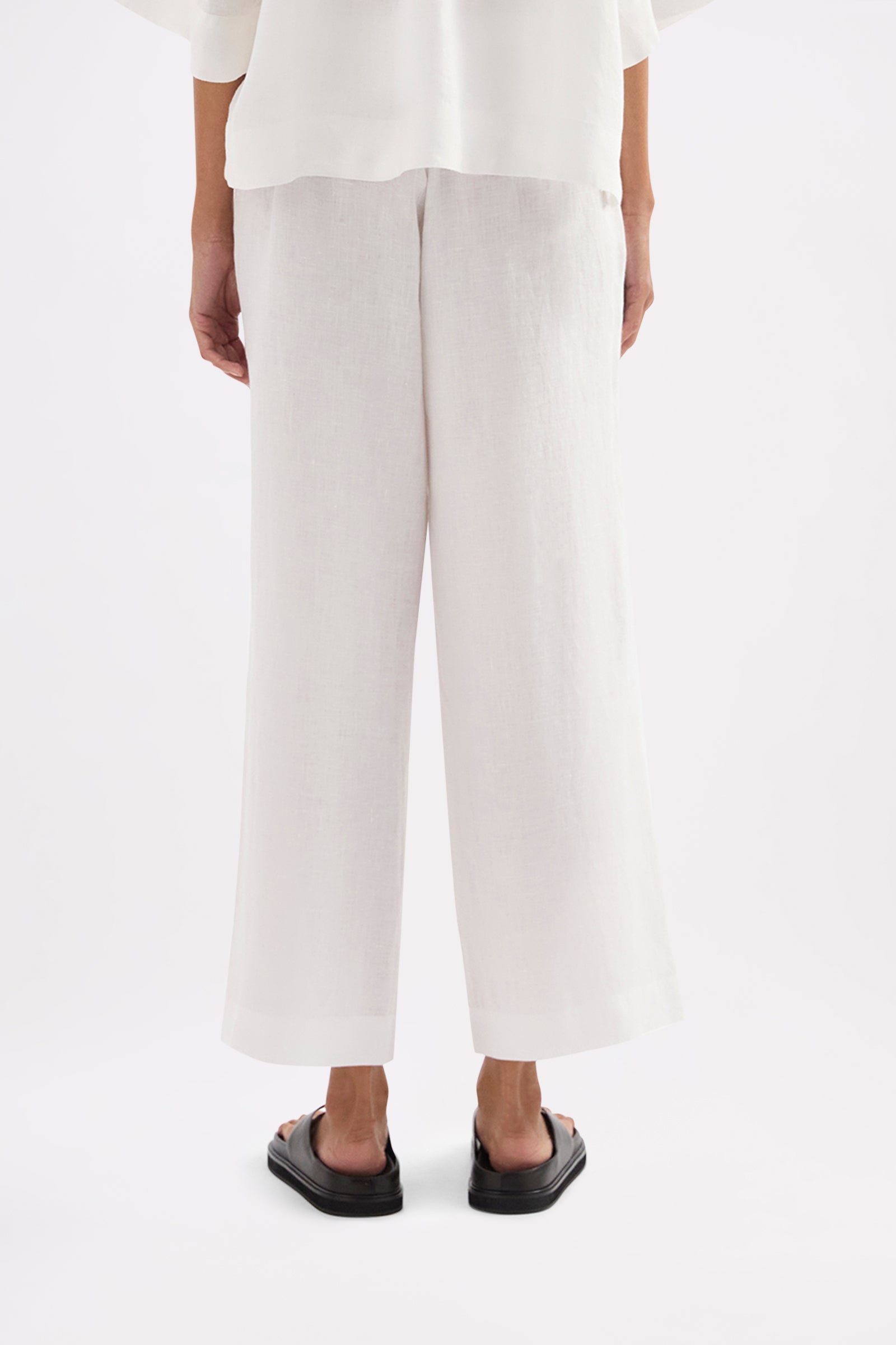 Lounge Linen Crop Pant White 