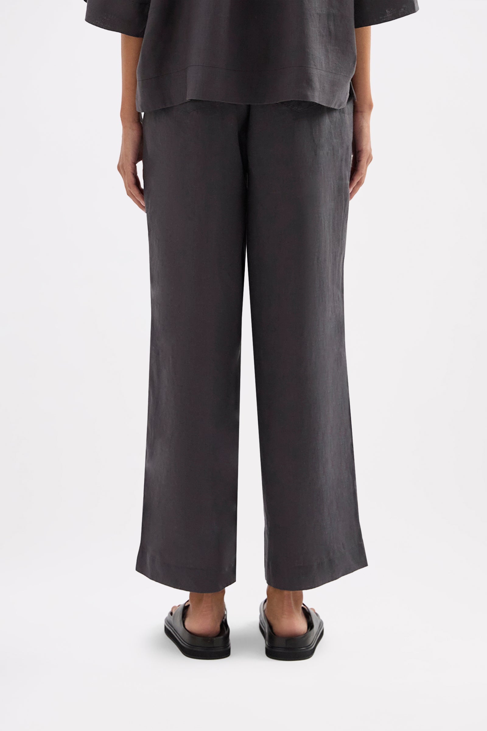 Lounge Linen Crop Pant Coal 