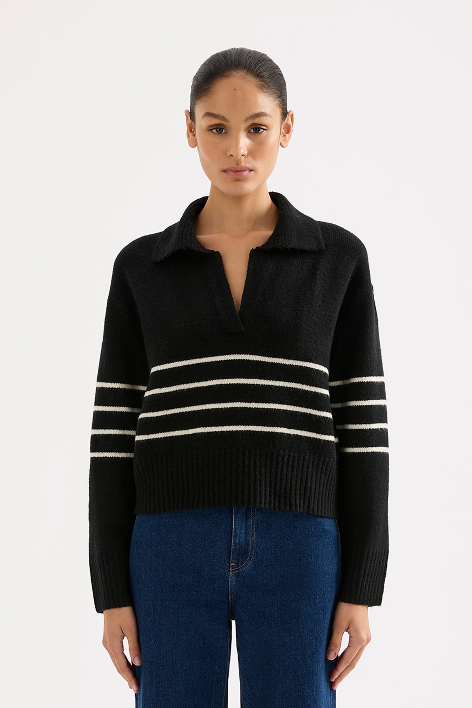 Logan Rugby Knit Black Stripe 
