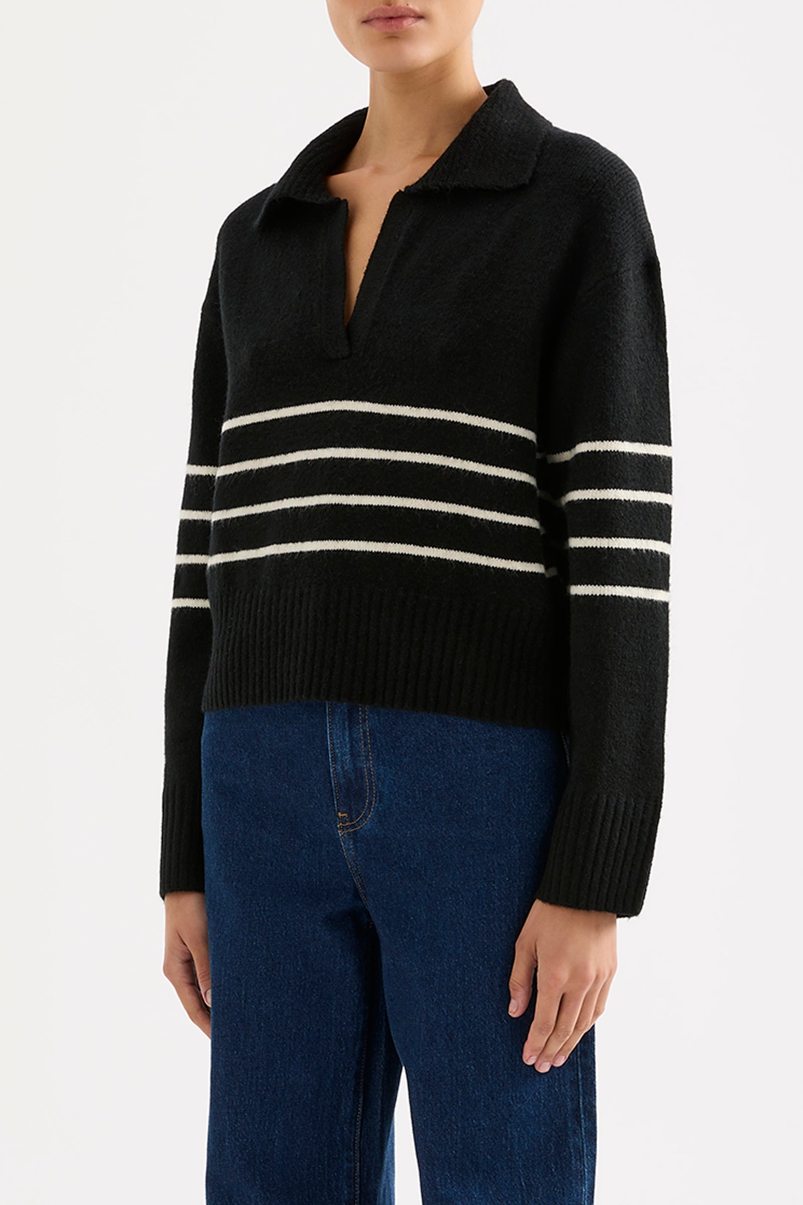 Logan Rugby Knit Black Stripe 