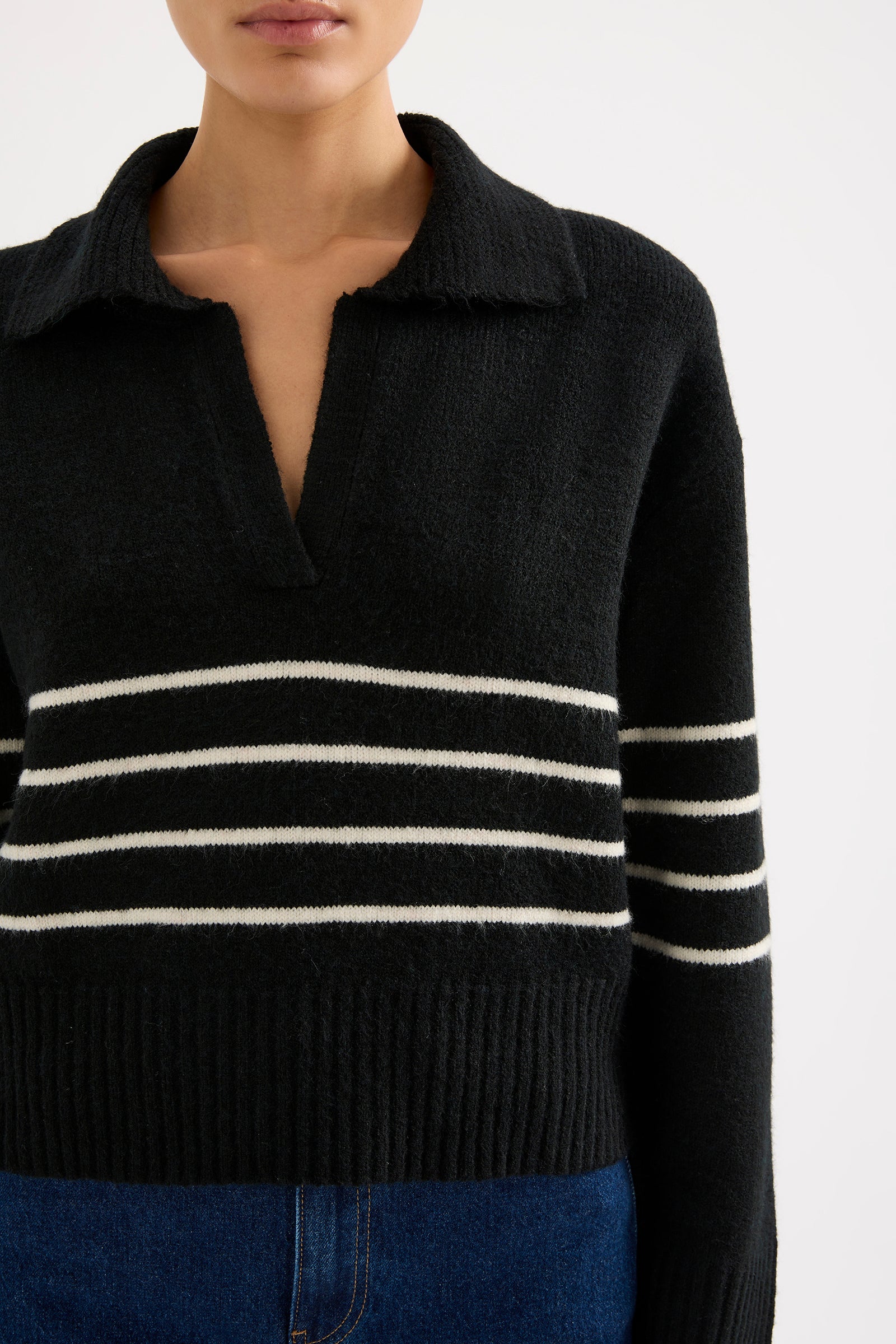 Logan Rugby Knit Black Stripe 