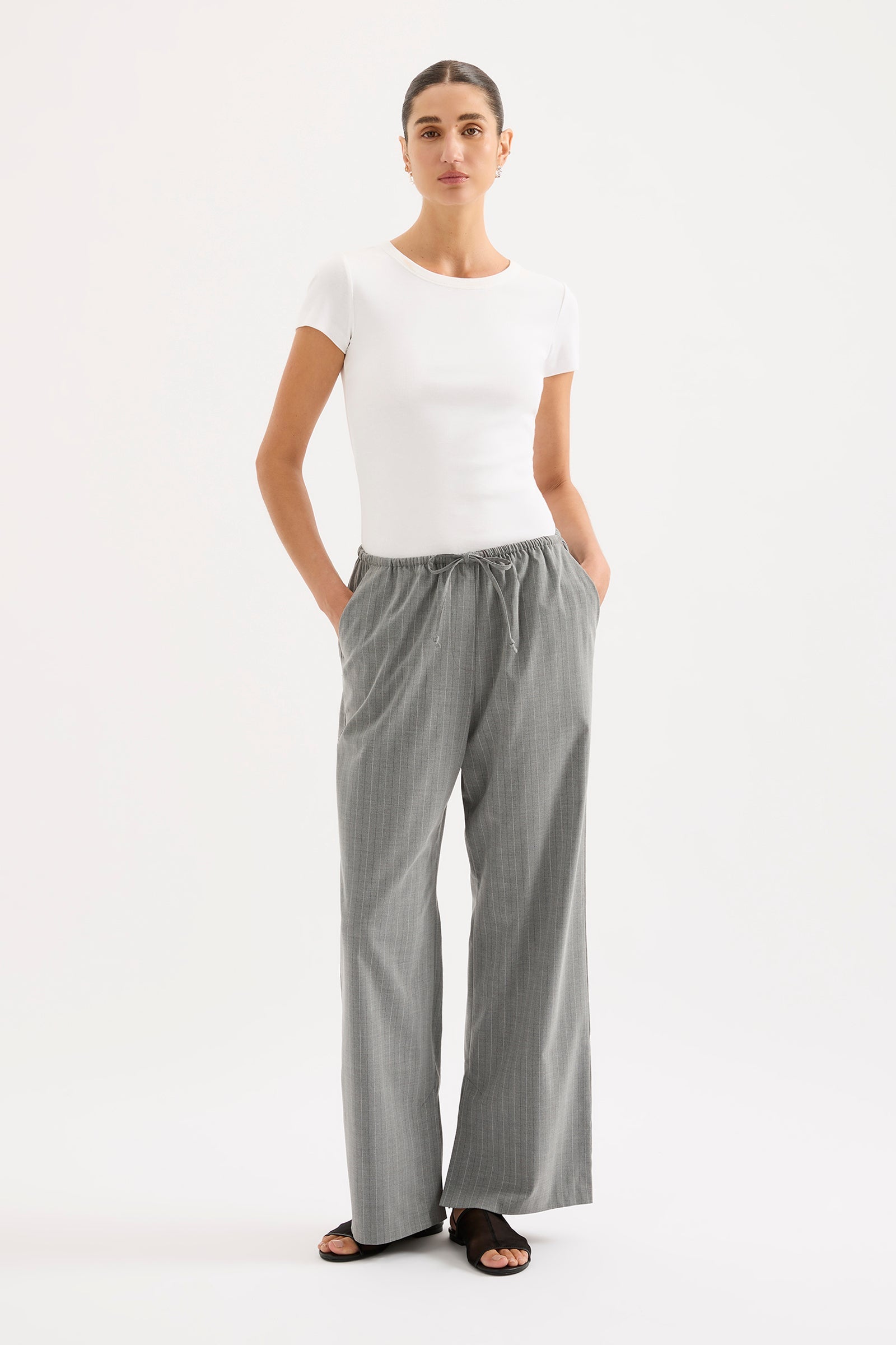Cilia Drawstring Pant Steel Stripe 