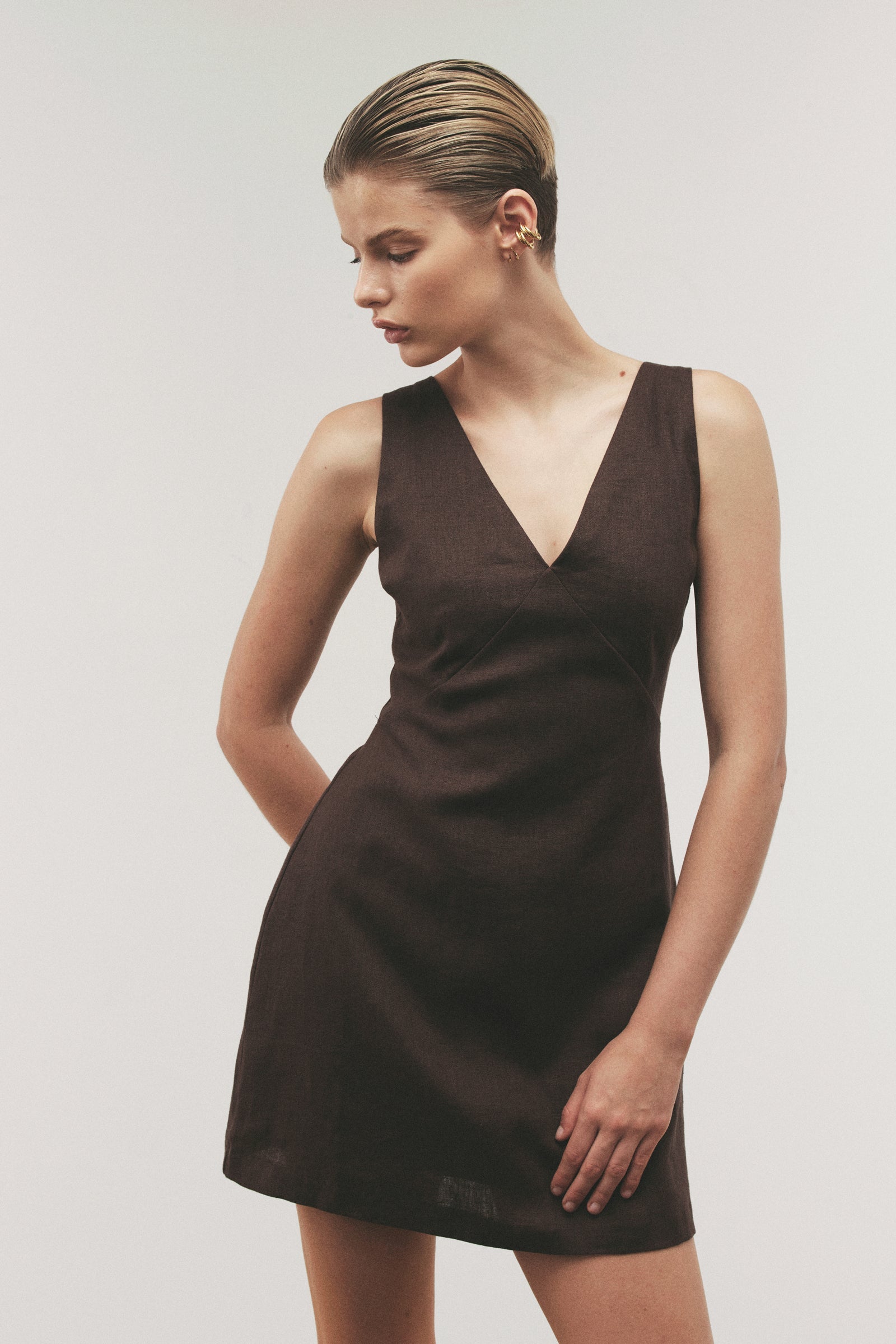 nude lucy blair linen mini dress Shop Blair Linen Mini Dress in Clove