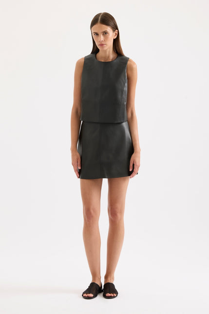 Beaumont Vegan Leather Mini Skirt Black 